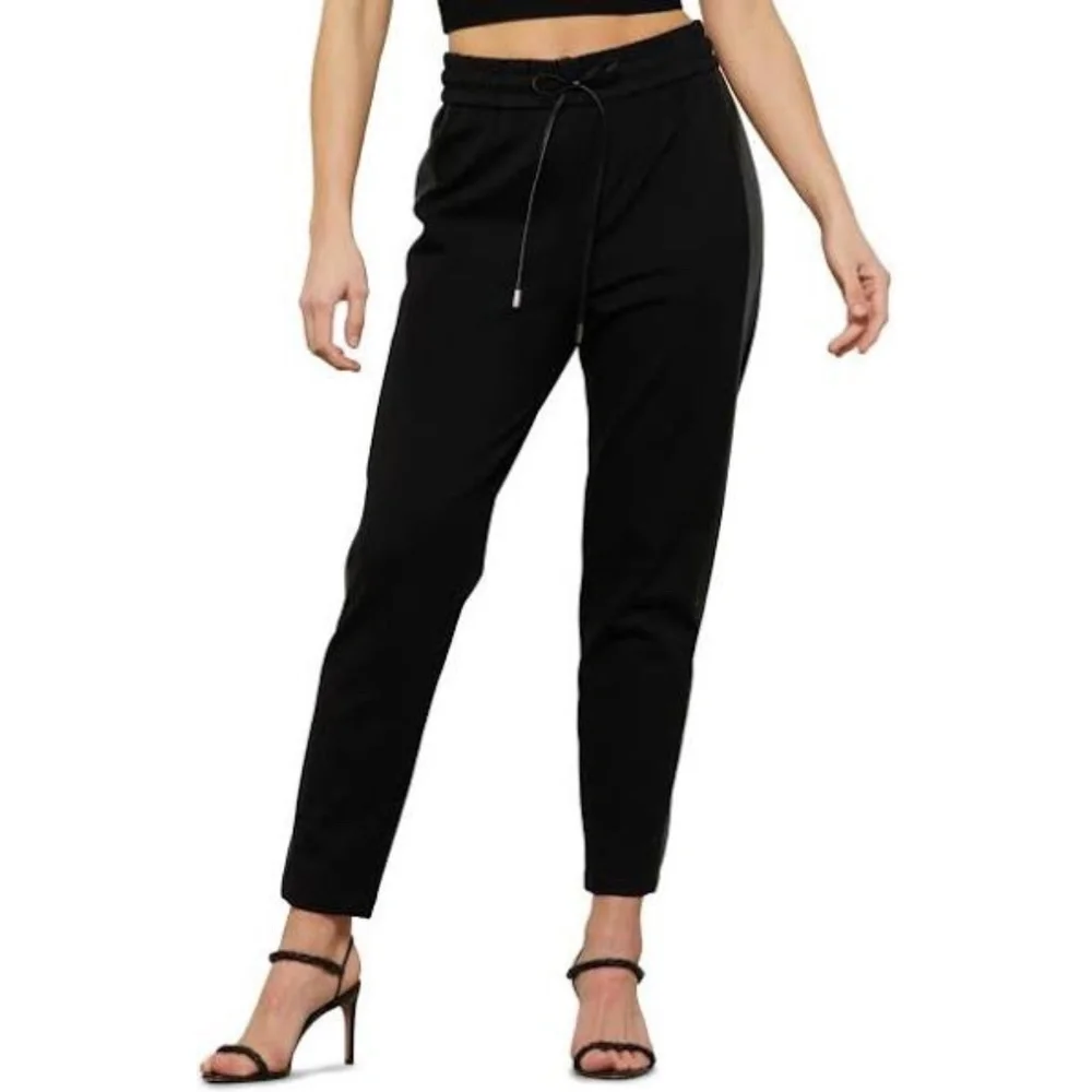 BCBGMaxAzria Faux Leather Trim Jogger Pants in Black, Sz XS - Picture 2 of 8